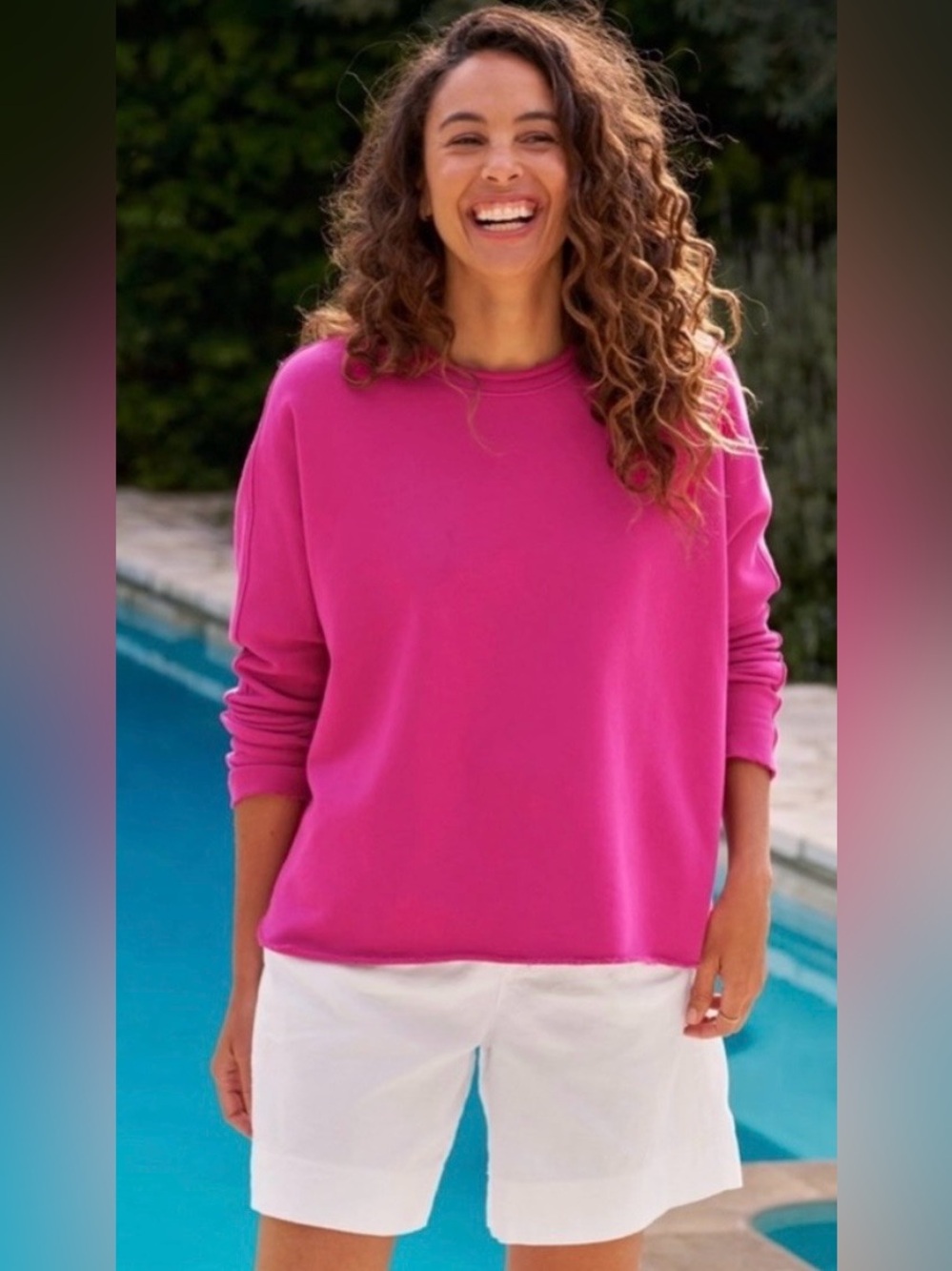 Frank & Eileen Anna Long-Sleeve Triple Fleece Capelet Magenta Pink XL